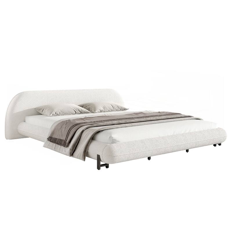 Upholstered Platform Bed with Curve-Shaped Design