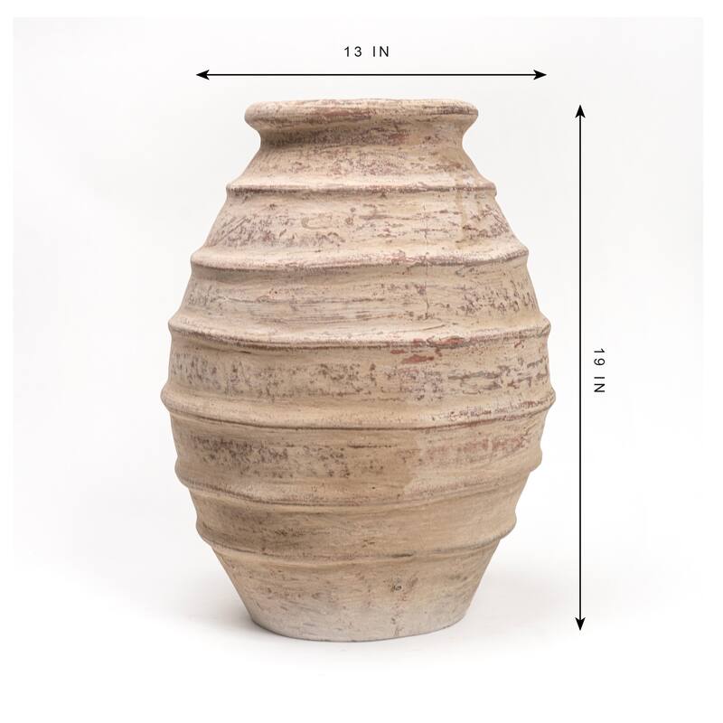 Artissance 19 in. H Off White Pottery Tribe Water Jar Large