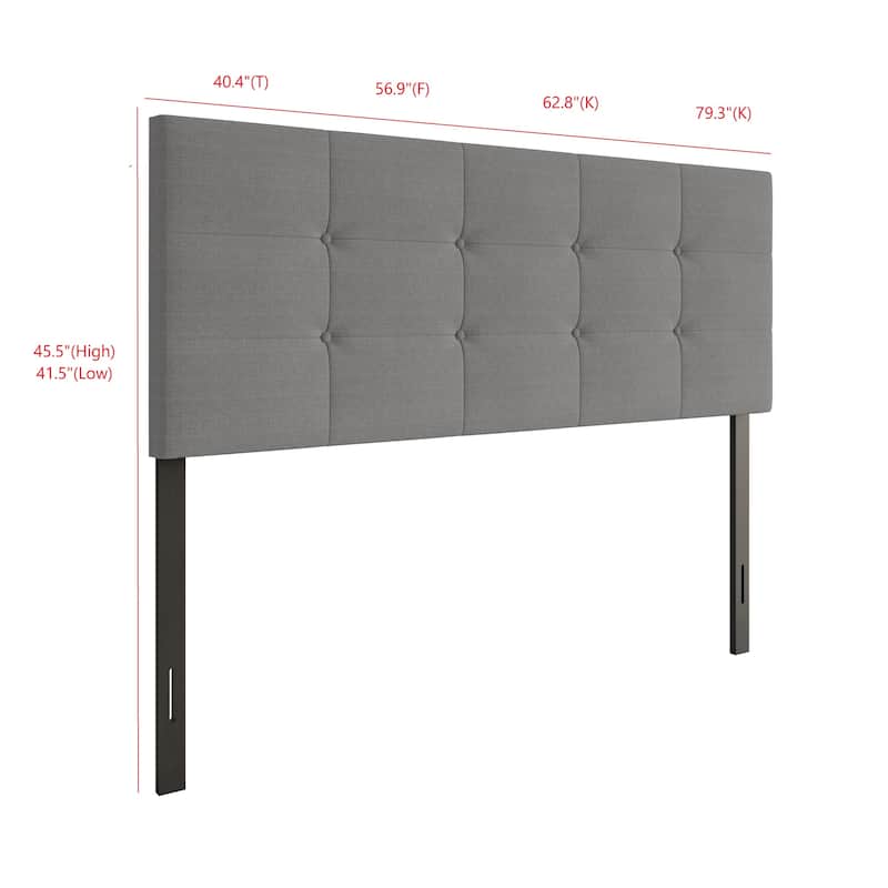 Gina Upholstered Headboard - Grey - King