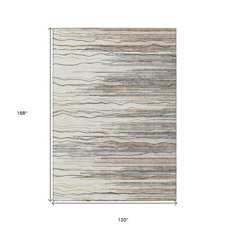 HomeRoots Striped Transitional Rectangle Outdoor Rug