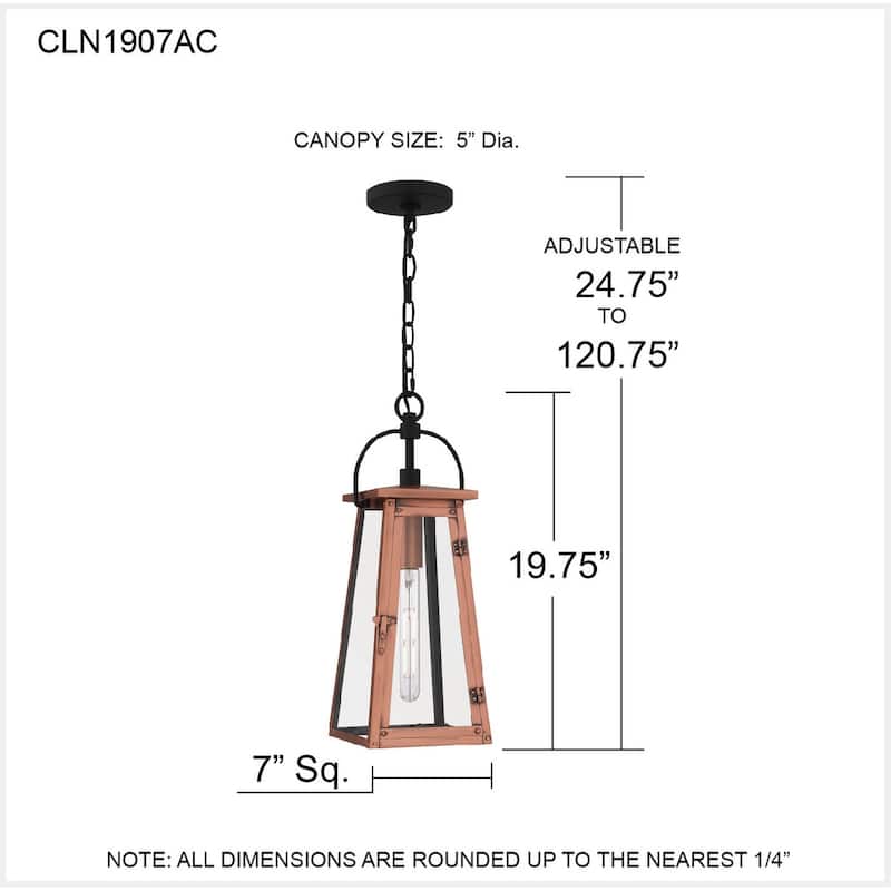 Carolina 1-Light Aged Copper Outdoor Hanging Lantern