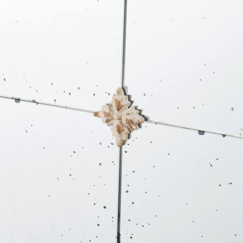 22" x 48" Large Cream & Gold Framed Wall Mirror, Wood Arched Mirror with Decorative Window Look for Living Room, Bathroom