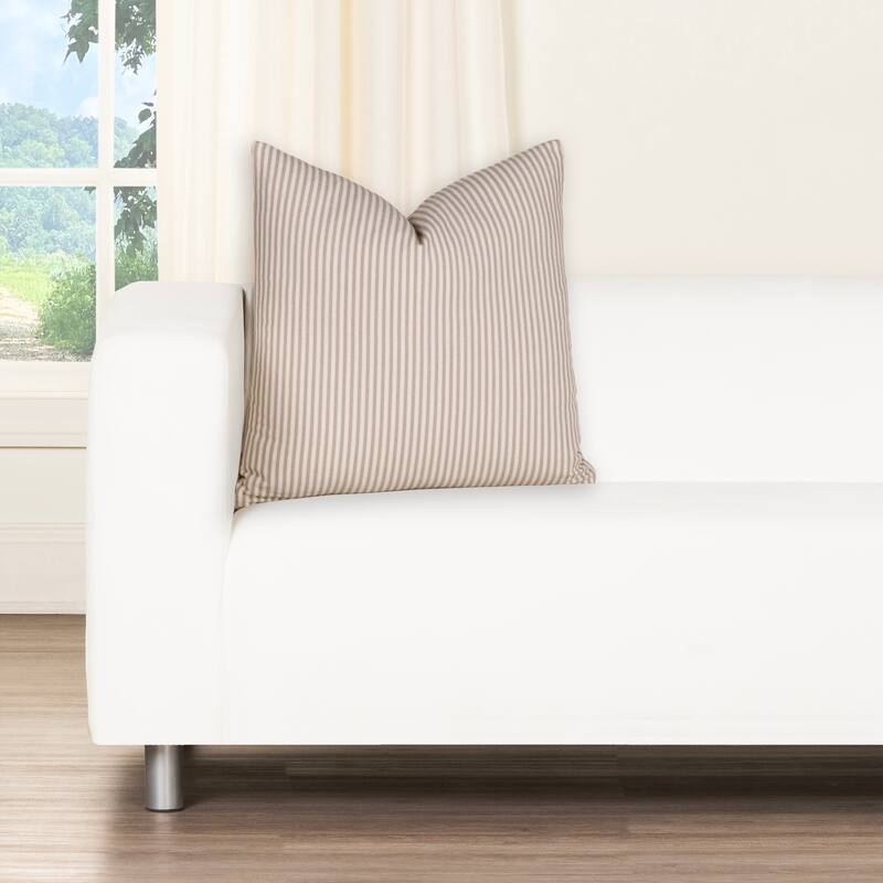 Magnolia Polo Stripe Washed Cotton Accent Pillow - 22" x 22" - Feather - Storm