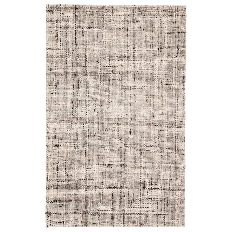 Juniper Home Cambridge Collection Basket Weave and Tweed Design Wool Area Rug