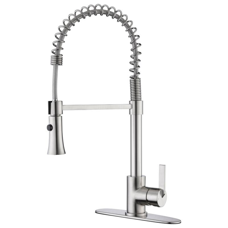 UltraFaucets Euro Collection Spring Spout Kitchen Faucet With Pull-Down Spray