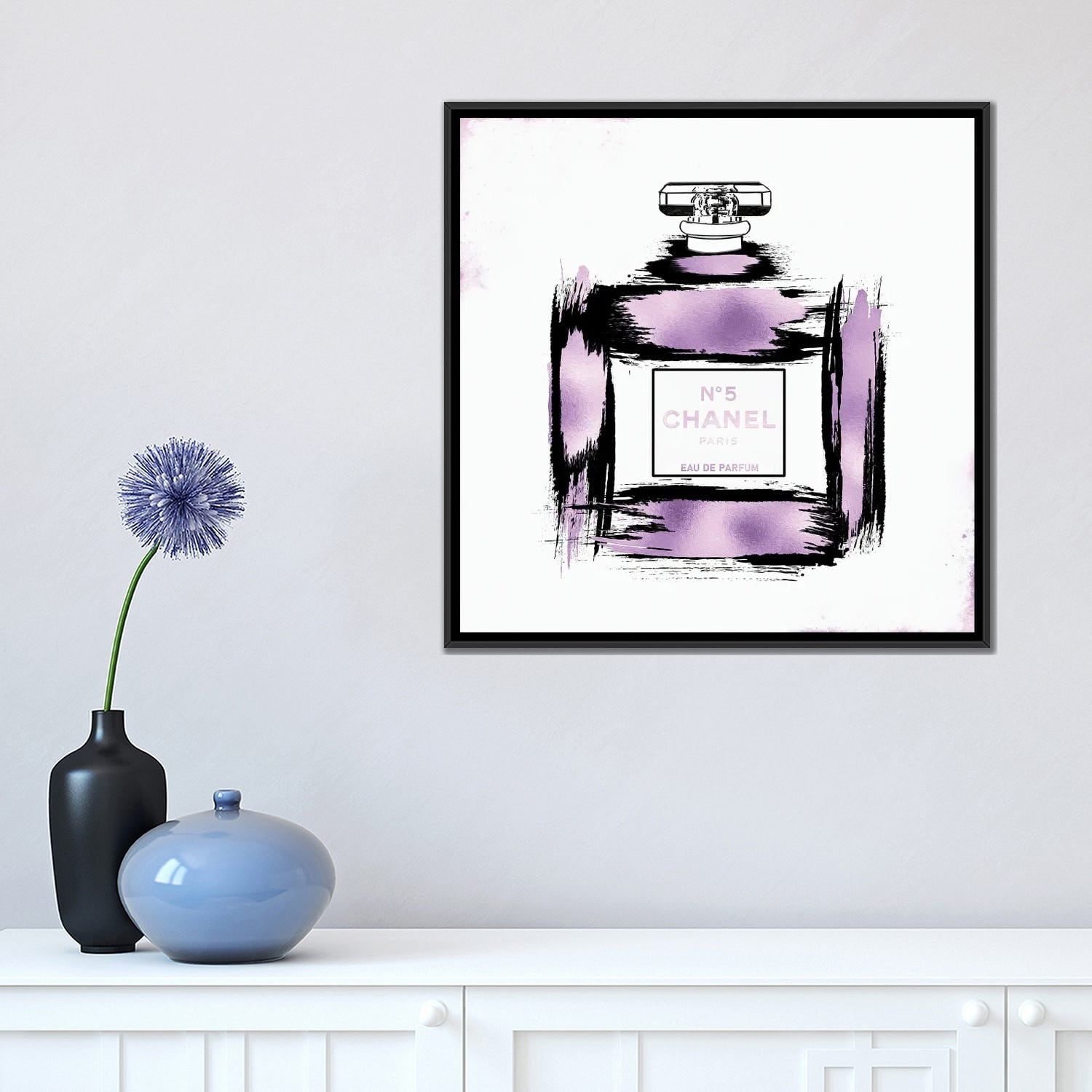 iCanvas Metallic Purple & Black Grunged No5 Paris Perfume Bottle by Pomaikai  Barron Framed Canvas Print - Bed Bath & Beyond - 36947920