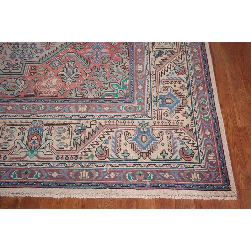 Geometric Tabriz Persian Vintage Area Rug Handmade Wool Carpet - 9'6"x 12'8"