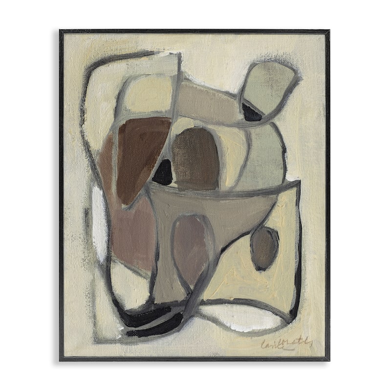 Stupell Rustic Curved Shapes Abstract Framed Giclee Art Design By Lanie Loreth - 24 x 30 - Black