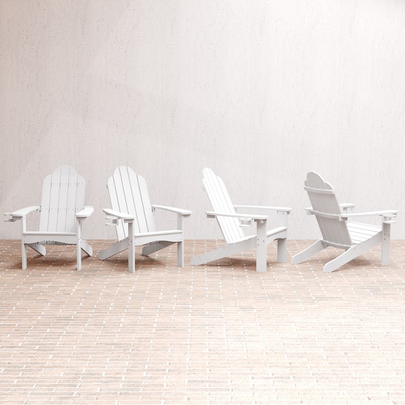 Plastic Poly Weather Resistant Outdoor Adirondack Chair Set of 4 Patio Classic Adirondack Chairs with Cup Holder