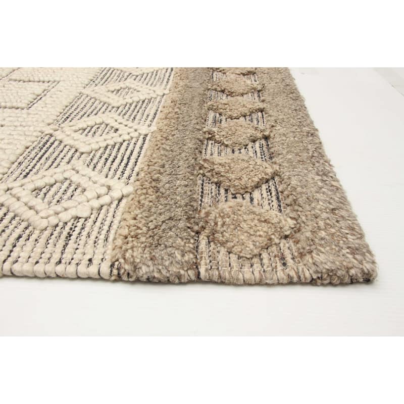 ECARPETGALLERY Braid weave Sienna Cream Wool Rug - 5'0 x 4'10