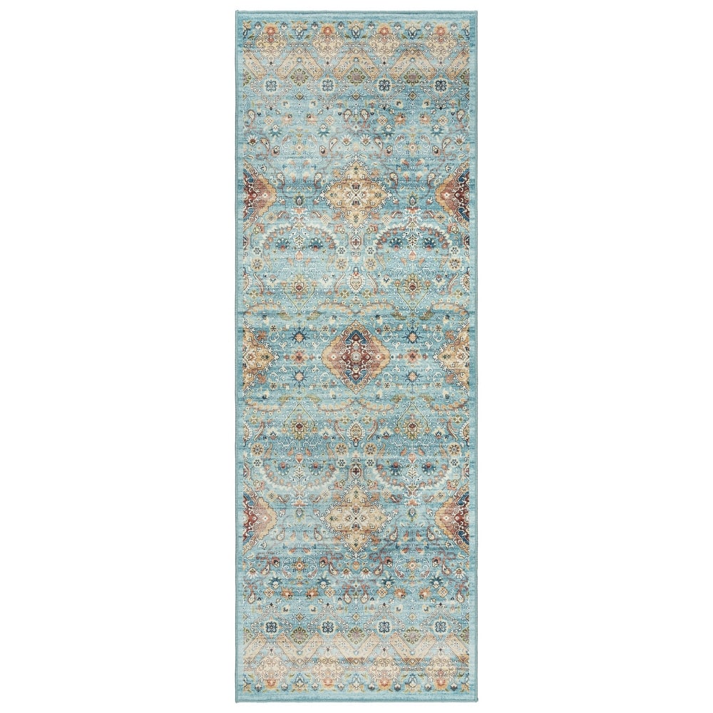 Gertmenian Crystal Print Washable Digital Printed Flat Pile Polyester Slip Resistant Area Rug Collection