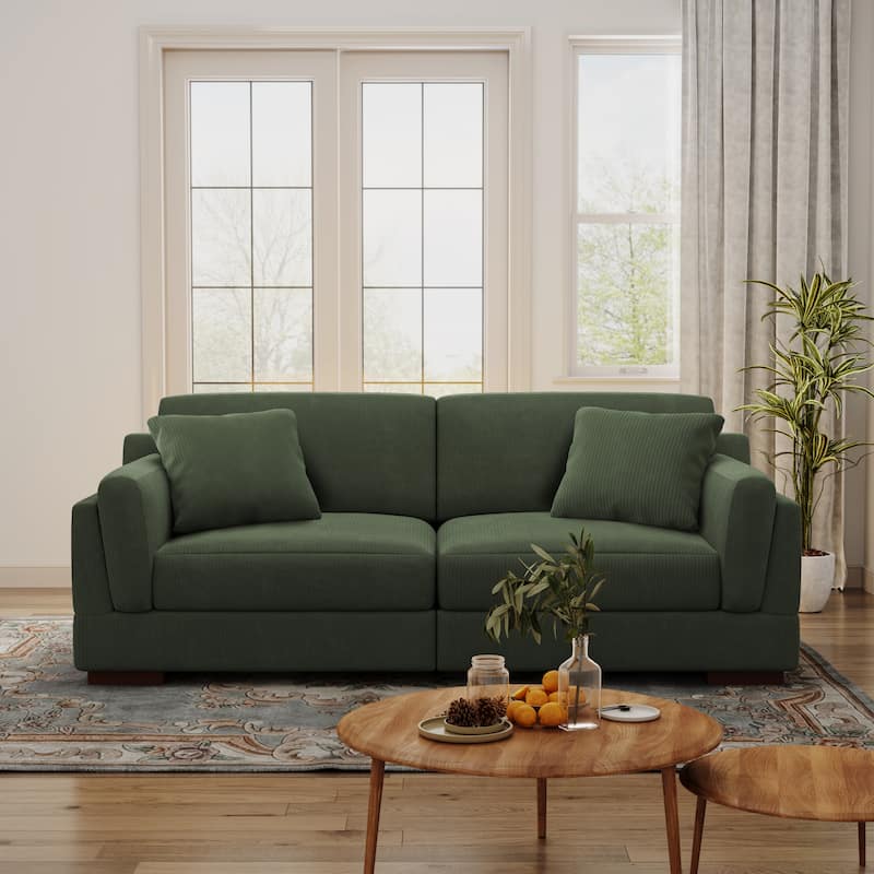 90.2"W Corduroy Upholstered Living Room Sofa