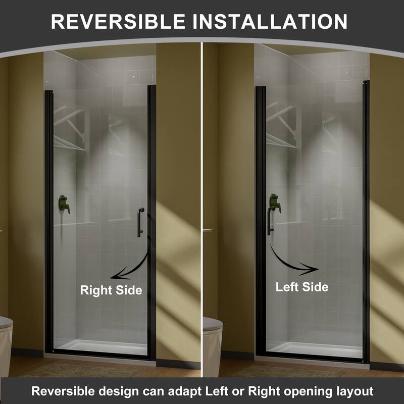 Pivot Frameless Shower Door with Clear Glass