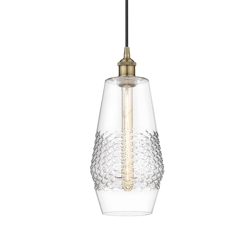 Innovations Lighting 616-1P-17-7 Windham Pendant Windham 7" Wide Mini - Antique Brass / Clear