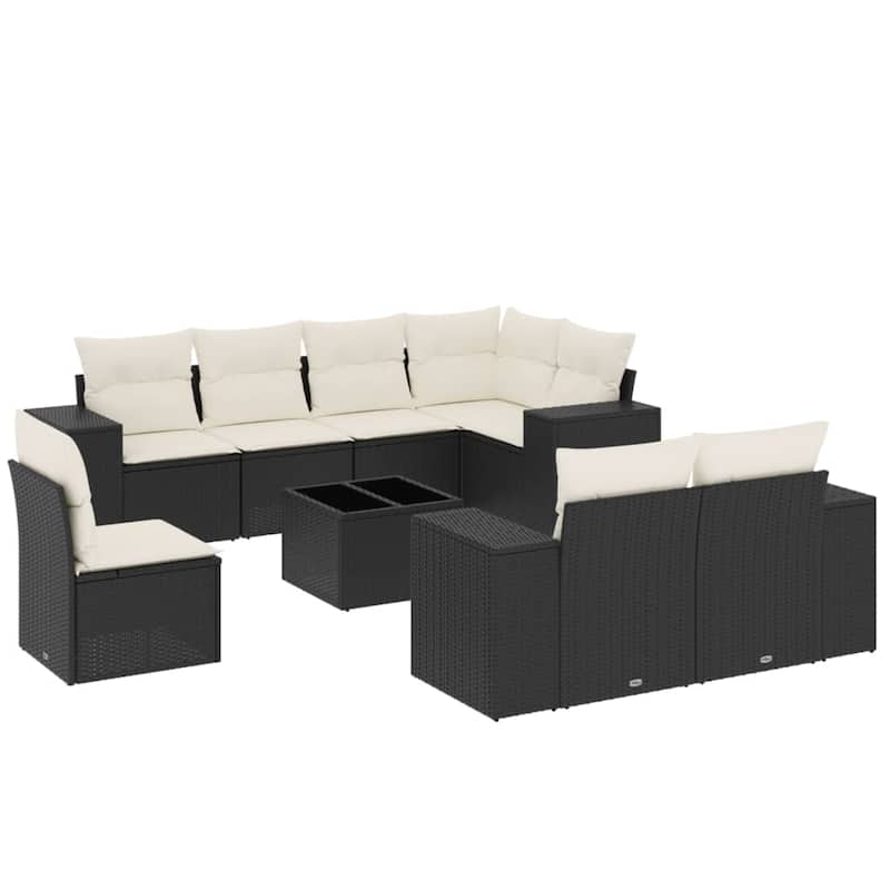vidaXL Patio Sofa Set with Cushions Outdoor Conversation Furniture Poly Rattan