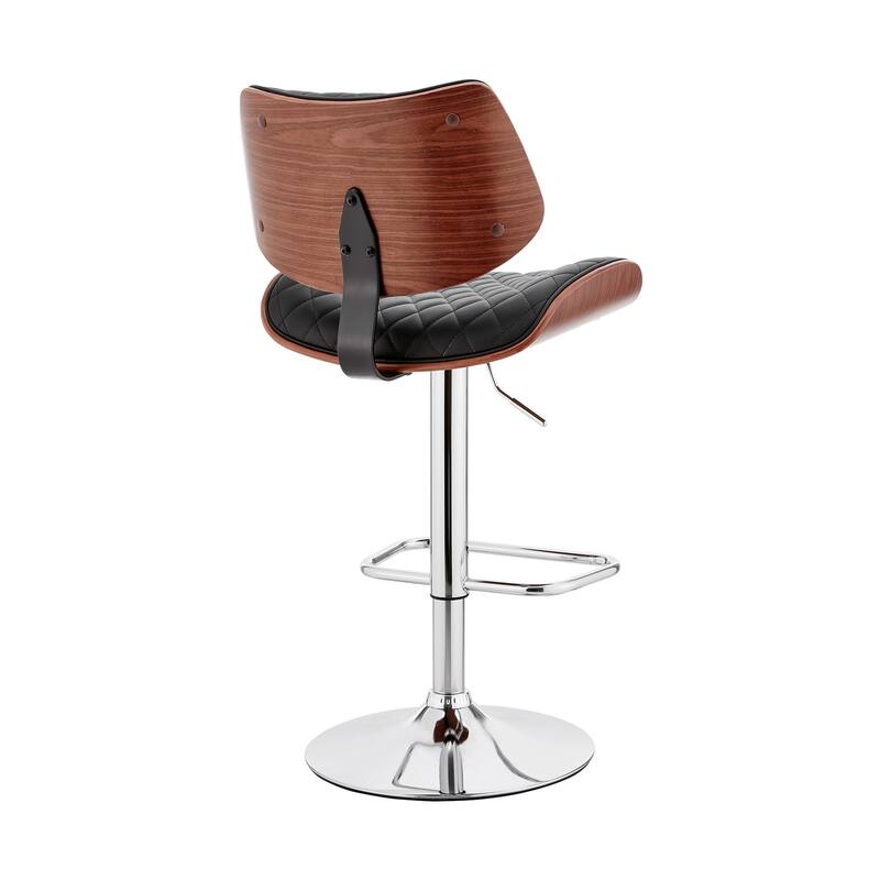 Faux Leather Adjustable Bar Stool with Swivel Seat and Chrome Matte Frame