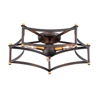 Wellington 19.75" Wide Steel Flush Mount Ceiling Light - oil rubbed bronze / antique brass