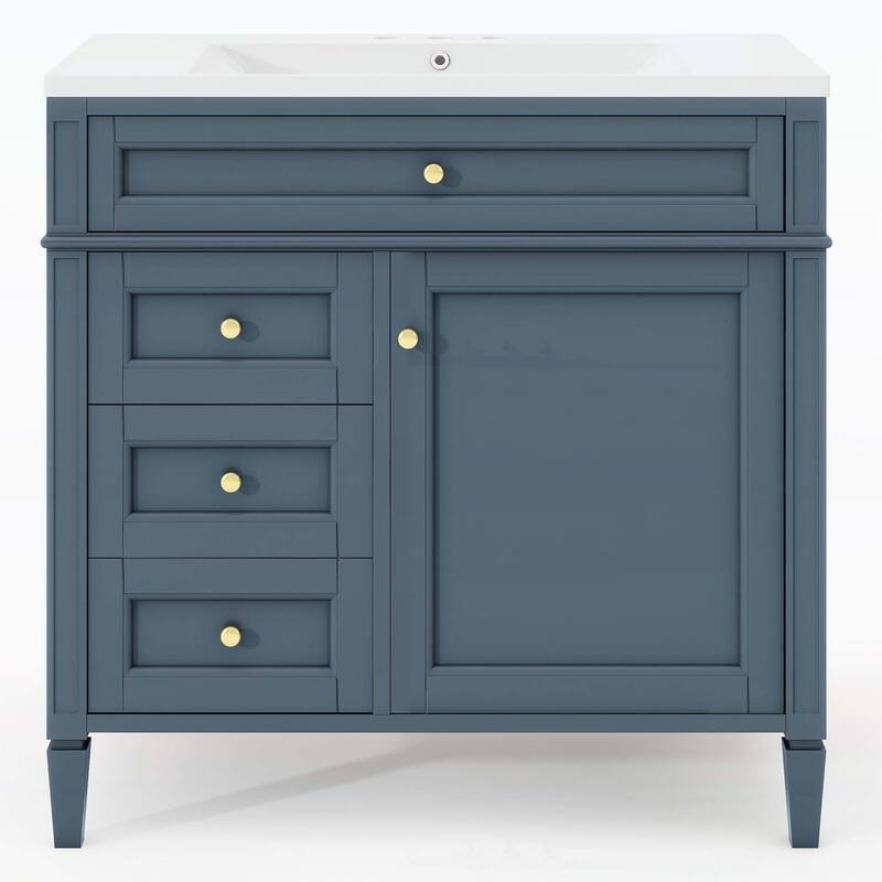 Modern Bathroom Storage Cabinet with 2 Drawers and a Tip-out Drawer,with Top Sink