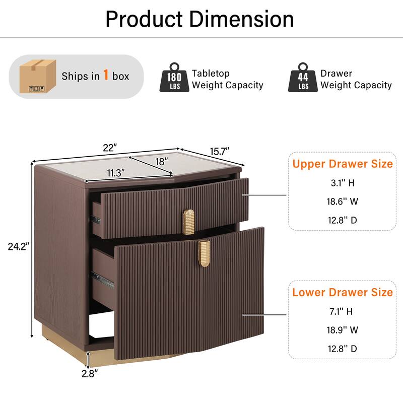 Christopher Knight Home - Silvio Nightstand with Manufactured Wood and Prism Silhouette