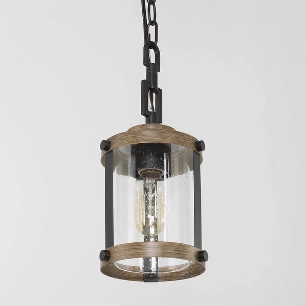 The Gray Barn Farmhouse 1 Light Mini Pendant Glass Kitchen Island Lights Wood Grain D6 inchxH13 inch Adjustable Over 60 Inches Size D6xH13