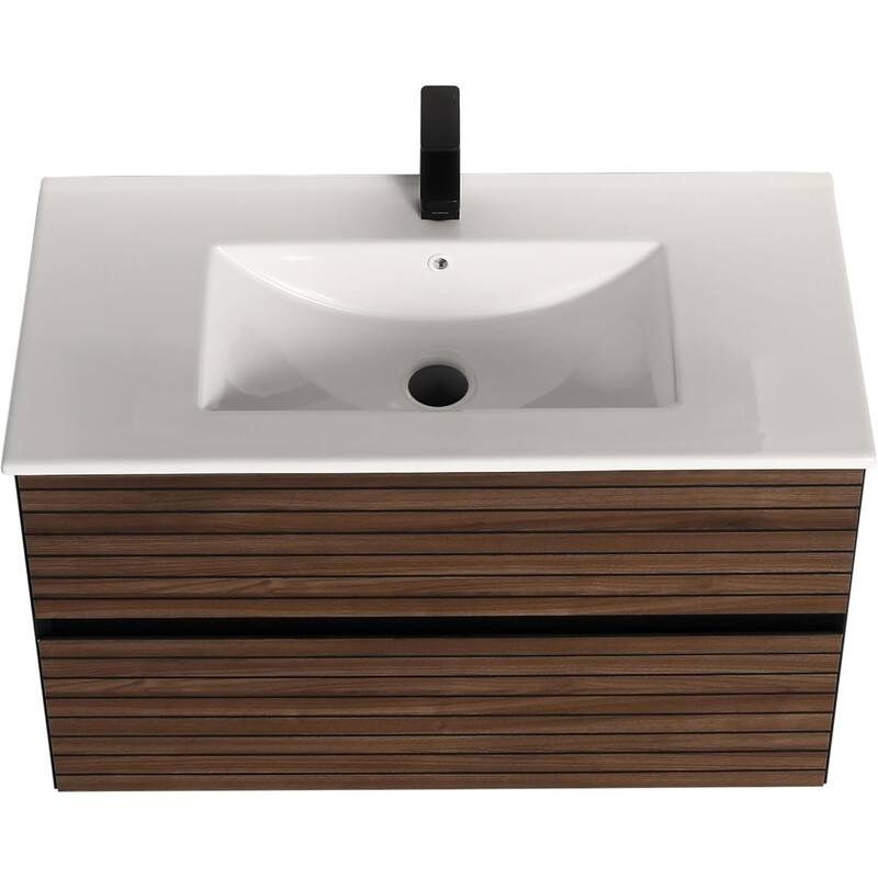 Blossom 36" Floating Bathroom Vanity with Acrylic Sink, Modern Design
