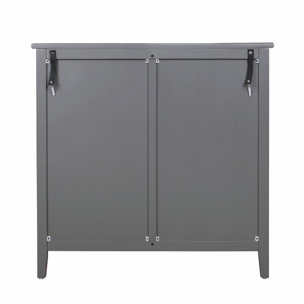 2-Door Cabinet with Semicircular Natural Rattan Weaving - Bed Bath