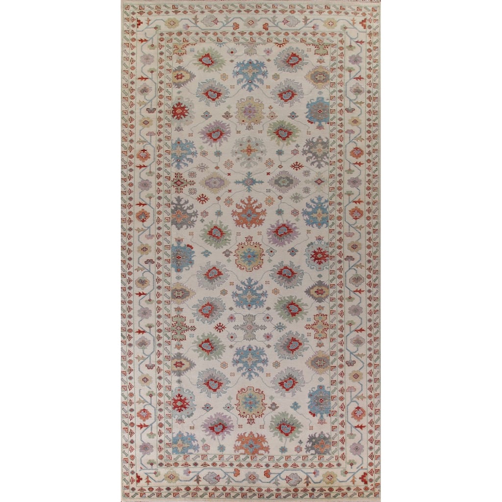 Hand Knotted Oriental 100% Wool Carpet Transitional All-Over Beige & Ivories Oushak Area Rug - 17' 10'' X 9' 1''