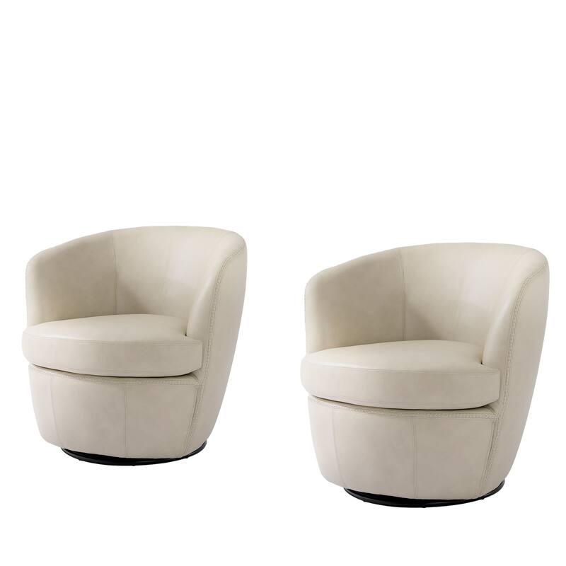Modern Upholstery Barrel Swivel Chair Faux Leather