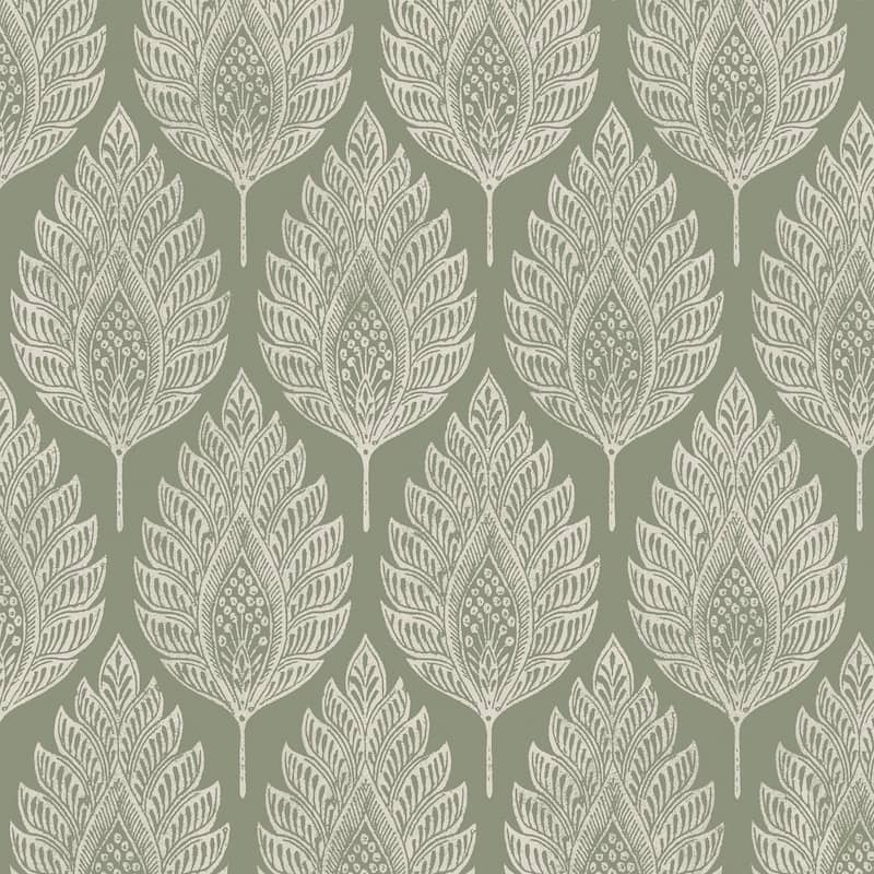 Graham & Brown Flame Leaf Sage Wallpaper