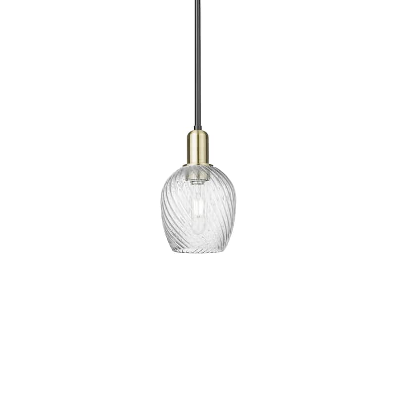 Innovations Lighting 716-1S-10-6 Salina Pendant Salina 6" Wide Mini - Black Antique Brass / Clear Spiral Fluted