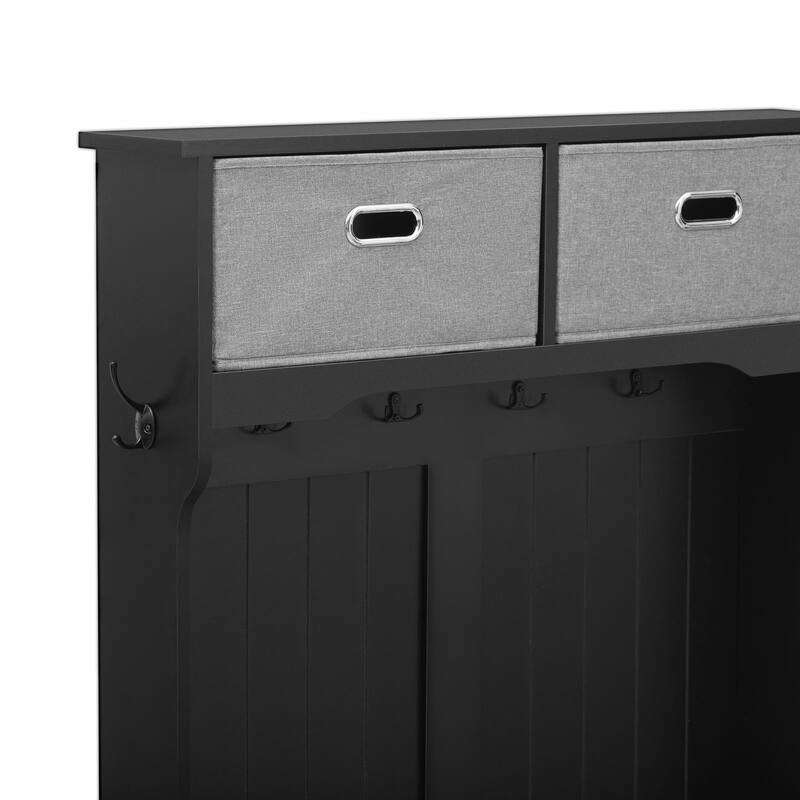 3-in-1 Hall Tree with 6 Hooks, Hinged Lid, Entryway Coat Hanger and Storage Bench