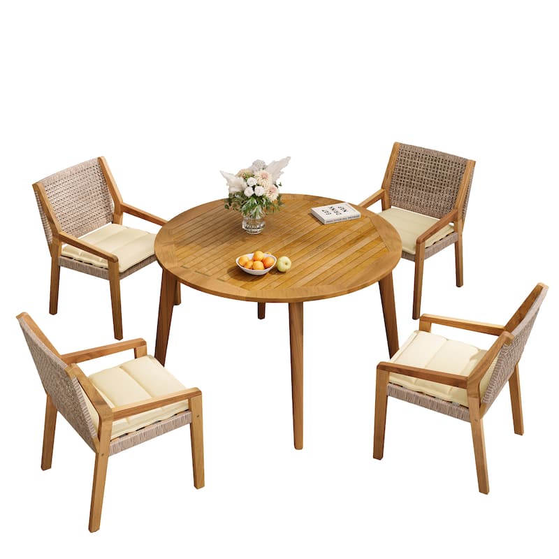 Christopher Knight Home- Blackthorne Acacia Wood Outdoor 5 Piece Dining Set
