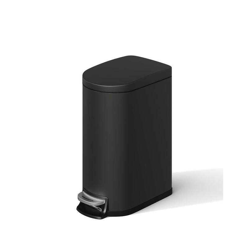 2.6 Gallon/10 Liter Slim Trash Can, Stainless Steel Garbage Bin with Removable Inner Bucket - Black