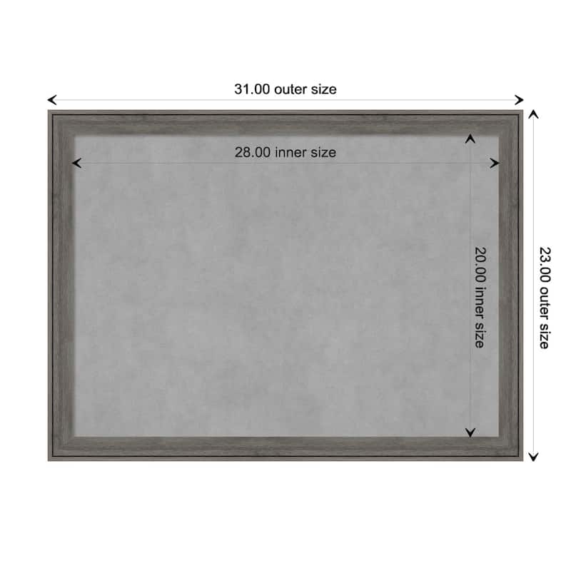 Amanti Art Regis Barnwood Grey Narrow Framed Magnetic Board - Board Size 28x20
