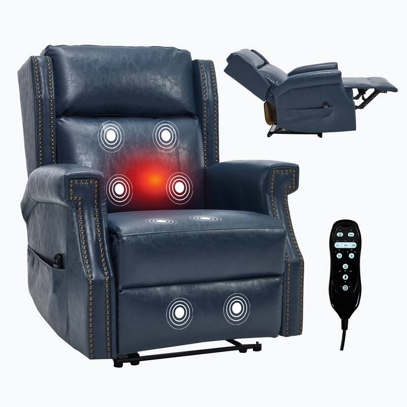 Manual Recliner Chair in Faux Leather for Living Room with Heavy Duty Motion Mechanism, 8 vibrating nodes