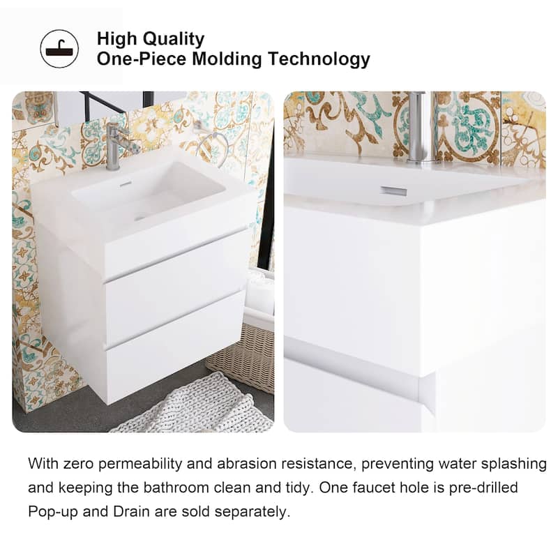 Floating Bathroom Vanity with Solid Surface Top