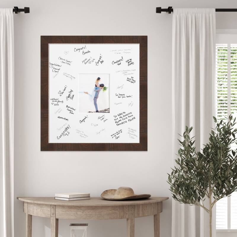 Wildwood Signature Mat Picture Frame - Autograph Photo Frame Guest Book Alternative for Weddings, Graduations, or Retirement