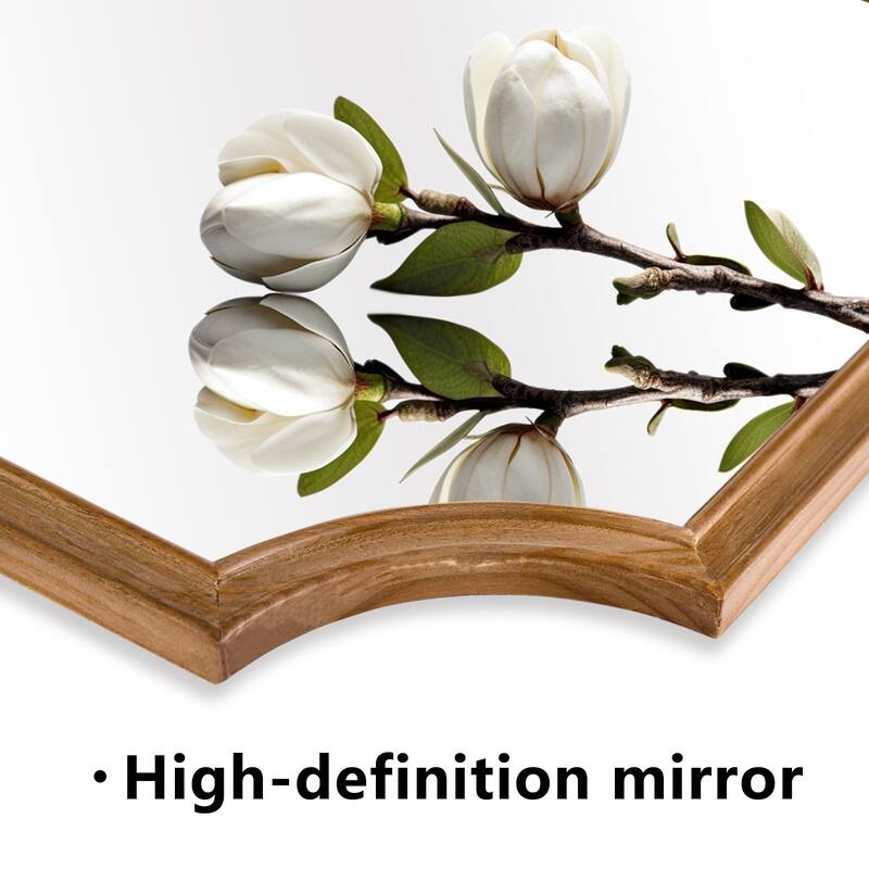 Full Scalloped Corners Arch Farmhouse Style Rectangle Wall Mirror with Wood Frame