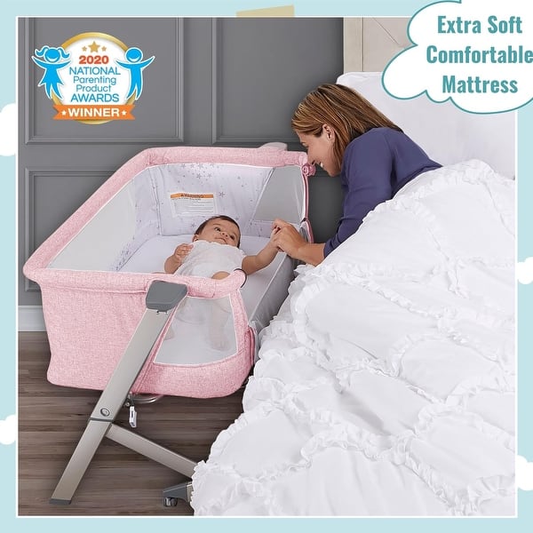 slide 2 of 7, Dream On Me Skylar Bassinet in Grey Pink