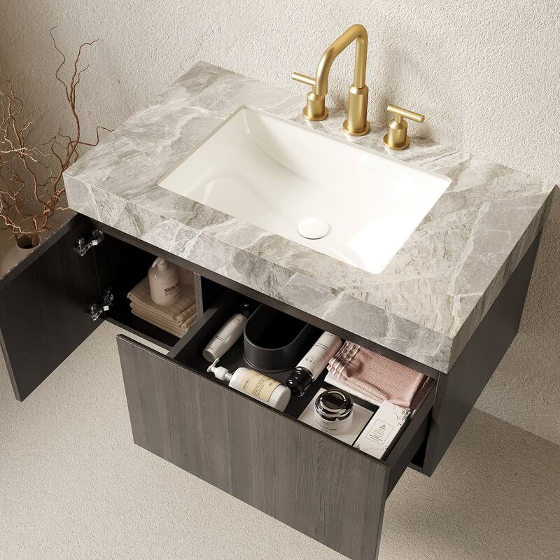 Floating Bathroom Vanity with 3 Pre-drilled Faucet Holes