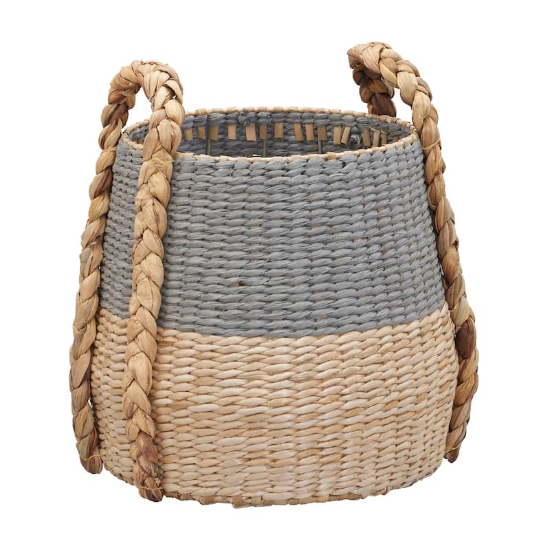 Household Essentials Cattail and Paper Terra Basket - 13.8"L x 13.8"W x 13.8"H - Grey
