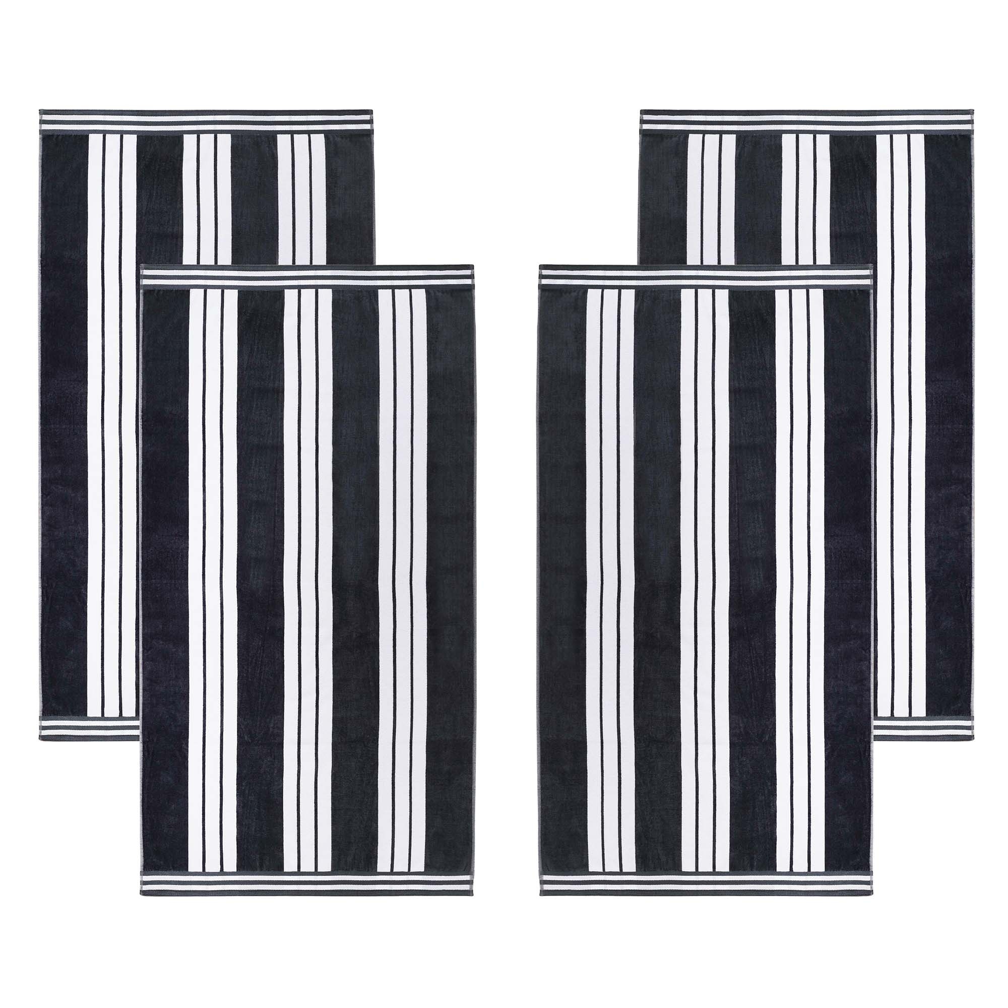 Superior Striped Large Oversized Cotton Beach Towel - Set of 4