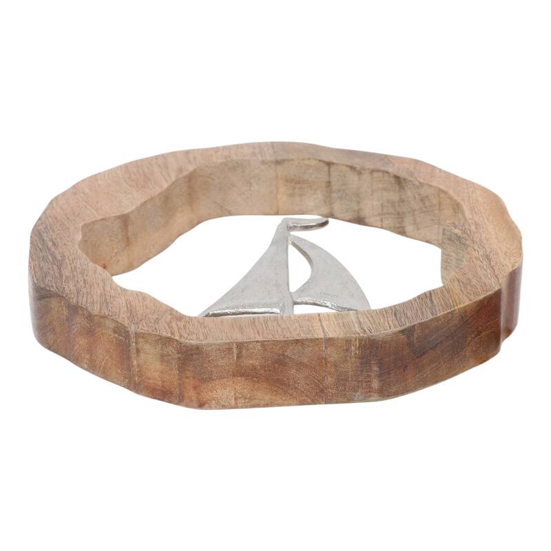 Decorative Figurine on Round Wooden Stand Sculpture