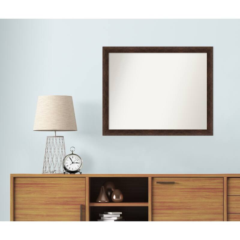Warm Walnut Narrow Non-Beveled Wood Framed Wall Mirror - Warm Walnut Narrow