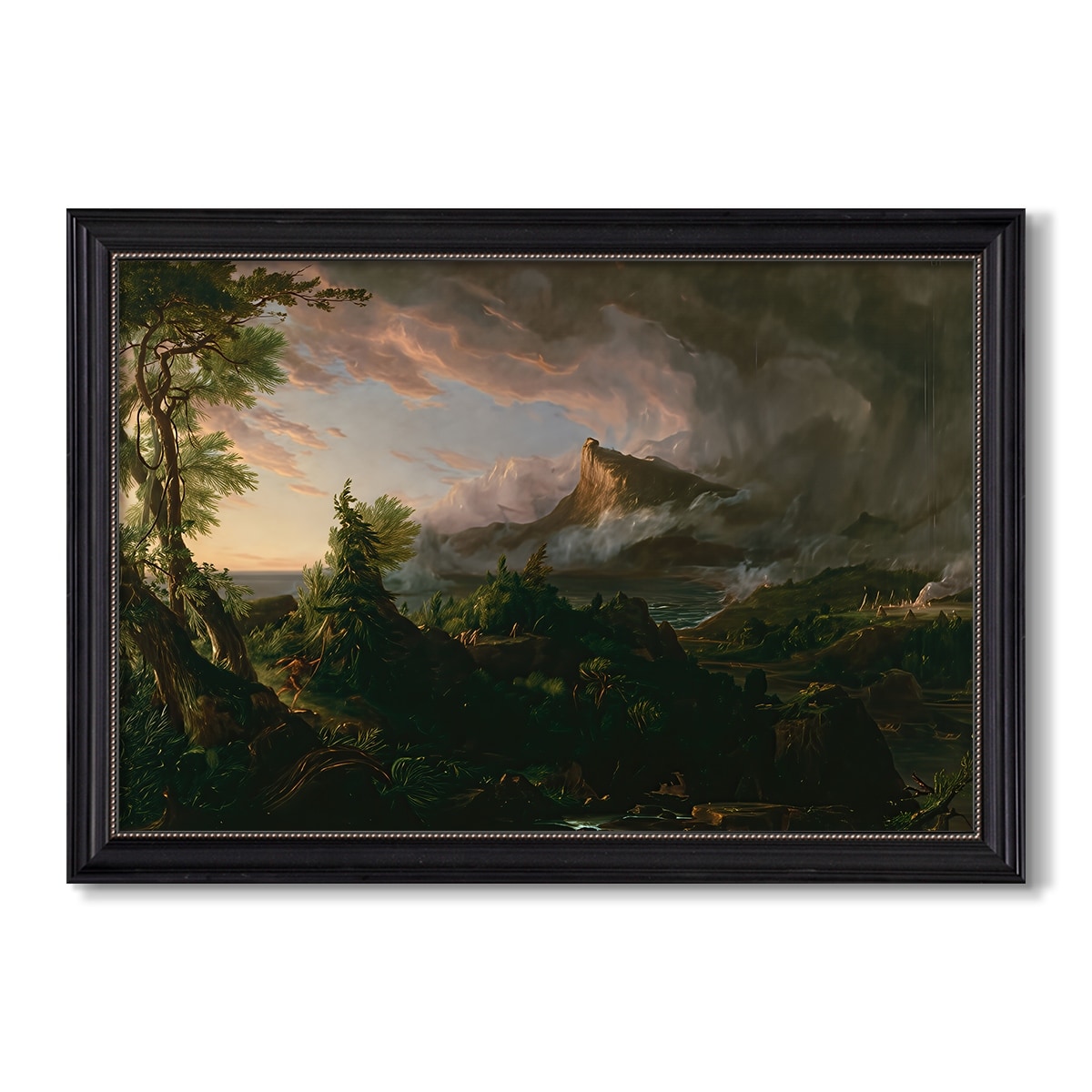 The Course of Empire: The Savage 1834-Thomas Cole-Custom Framed Canvas