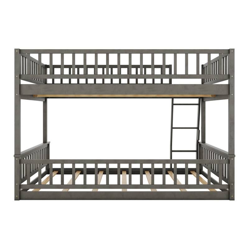 Full XL over Queen Bunk Bed with Ladder and Guardrails