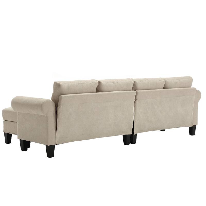 106" Modern L Shape Convertible Linen Sectional Sofa with Storage for Living Room