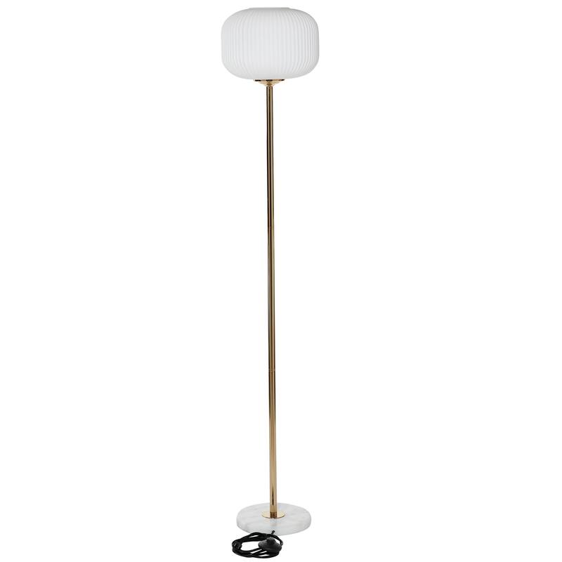 CosmoLiving by Cosmopolitan White Metal Room Floor Lamp with Round Ribbed Shade