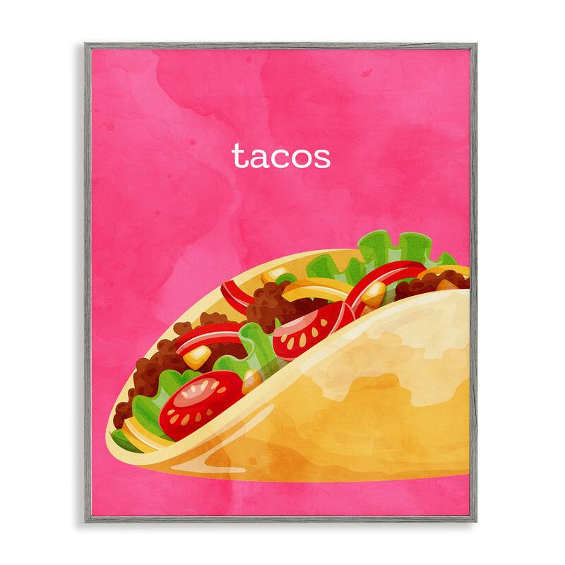 Stupell Tacos Mexican Cuisine Framed Giclee Art Design By Kim Allen - 16 x 20 - Grey