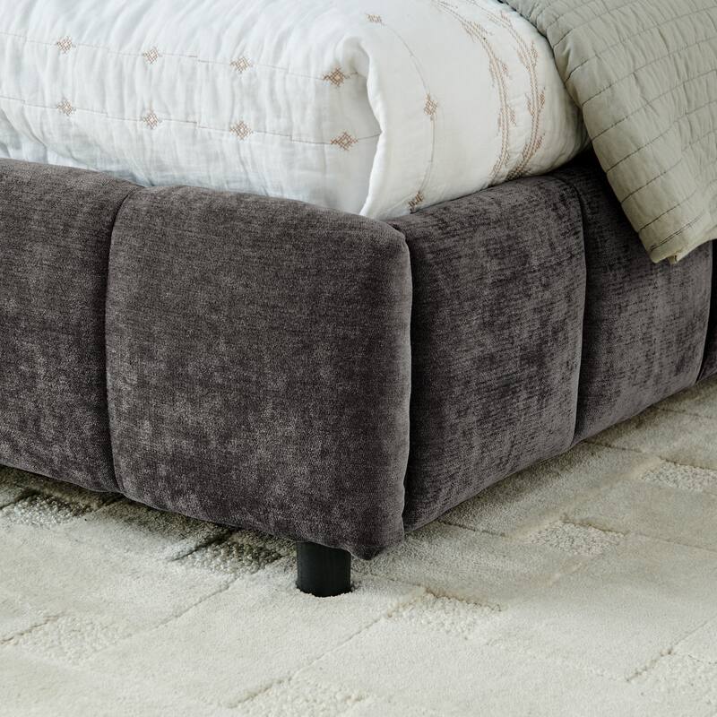 Lattice-shaped Cushion Platform Bed Grounded Bed Upholstered Bed Frame with 4 Drawers and Cozy Headboard No Box Spring Needed